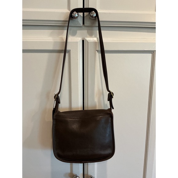 Vintage Coach Legacy Dark Brown‎ Leather Flap Shoulder Bag Crossbody Purse - Picture 2 of 16